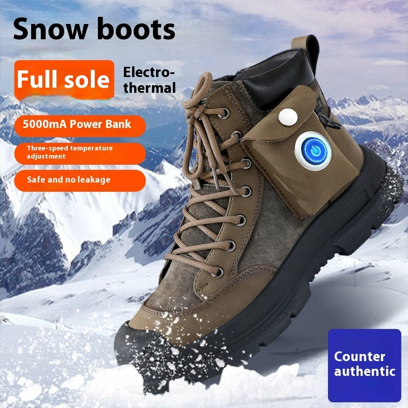 Heating Snow Boots Fleece-lined Thick Non-slip Electric Heating Cotton Shoes