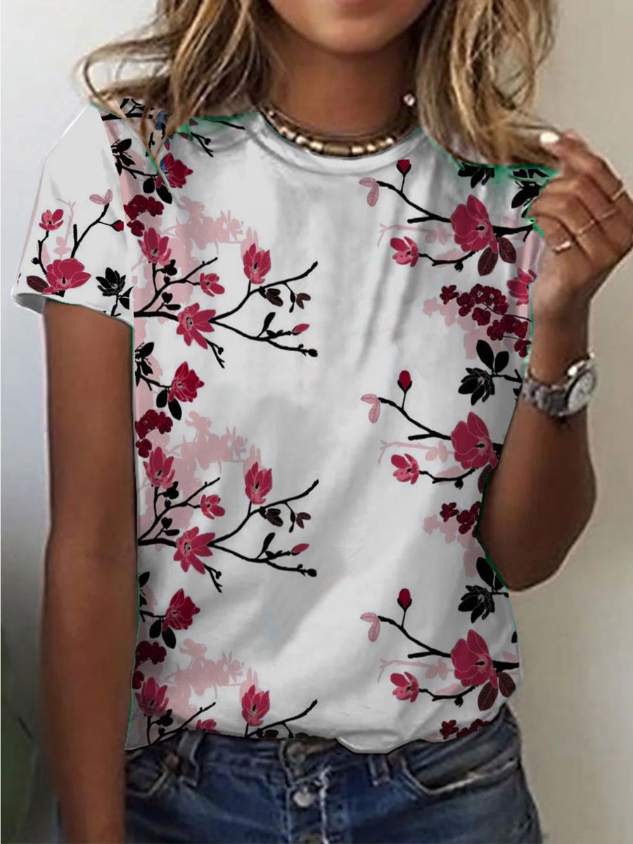 Casual Printed Short-sleeved T-shirt Trend Women's Printed Wear