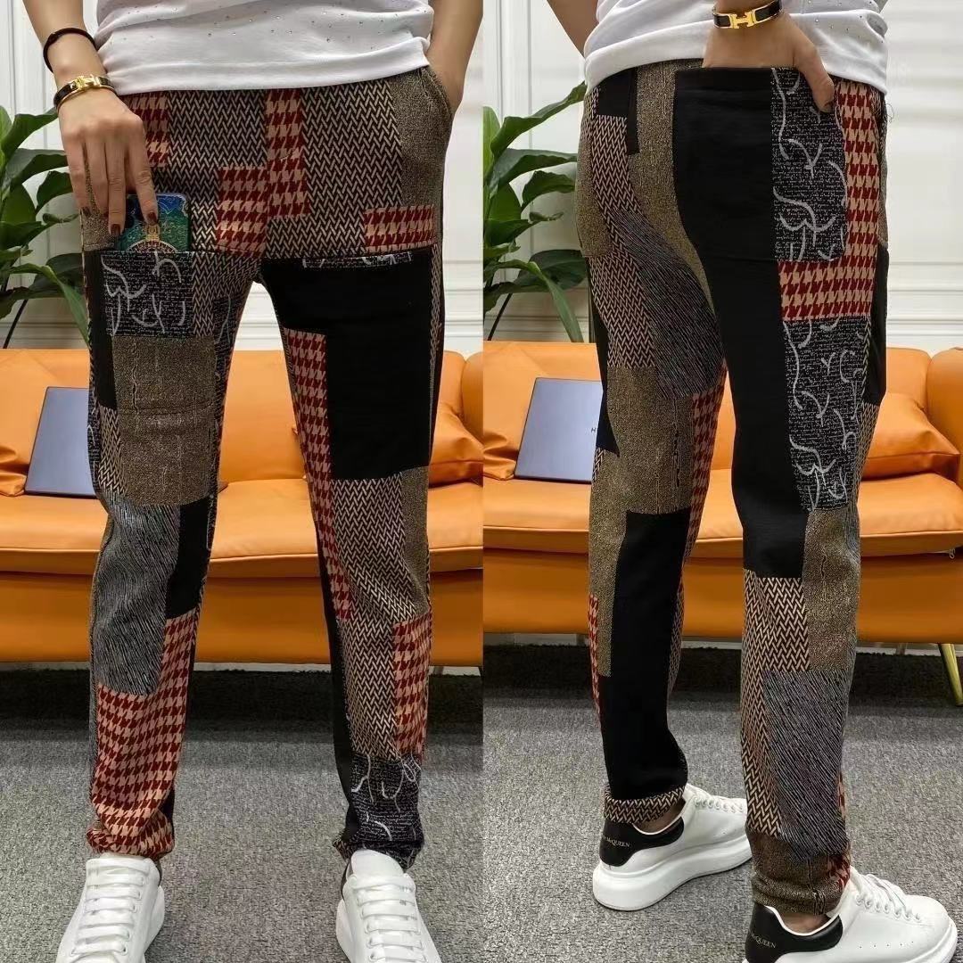 Summer New Men's Six-pocket Casual Pants Skinny Slim Fit Patchwork Korean Style Trendy All-matching