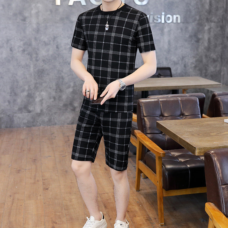 Casual Suit Short-sleeved T-shirt Male Boy Tide Brand Two-piece Shorts Shorts