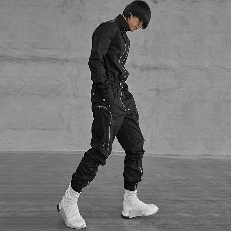 Dark Man Cargo Cotton Loose Jumpsuit