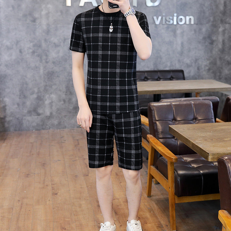 Casual Suit Short-sleeved T-shirt Male Boy Tide Brand Two-piece Shorts Shorts