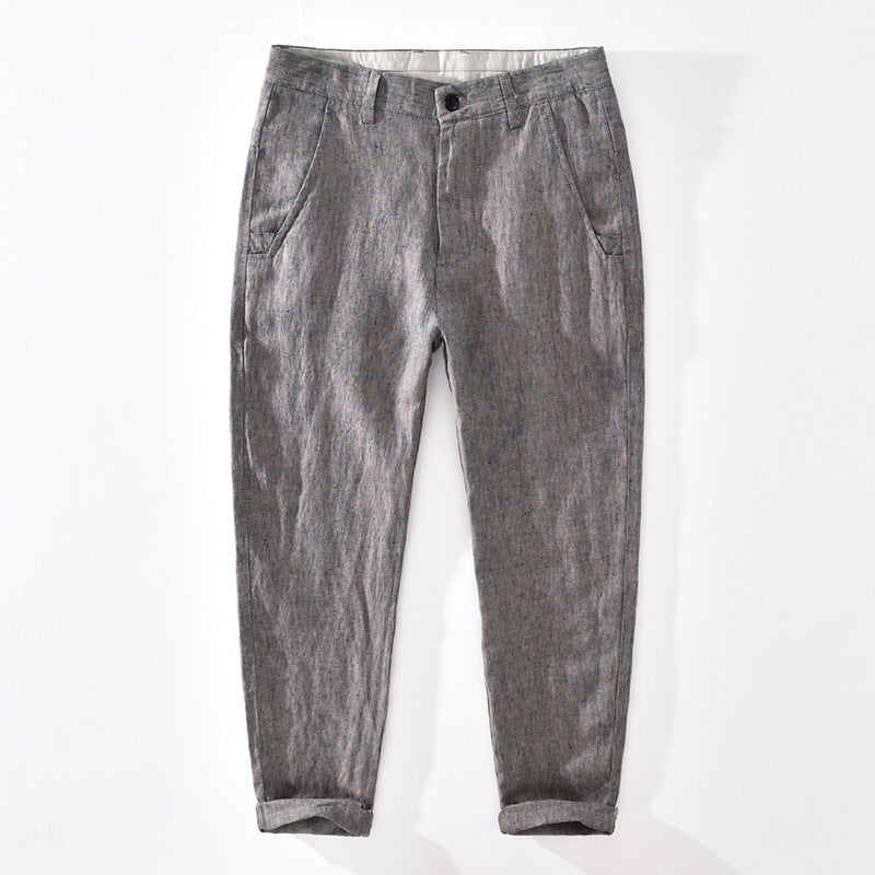 Casual Linen Men's Pants Ankle-length Pants Slim Fit