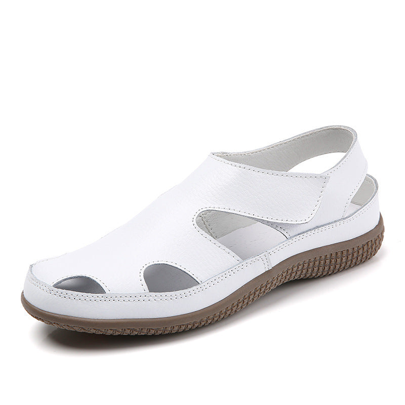 Women's Hollow Leather Casual Sandals