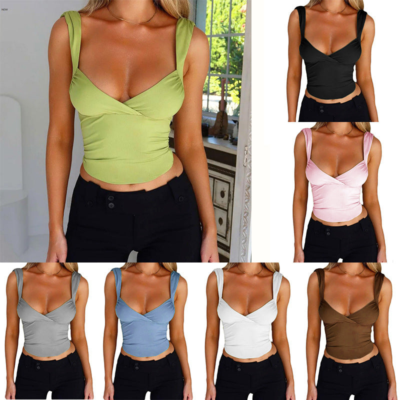 Women's Fashion Suspenders Top V-neck Backless T-shirt Vest