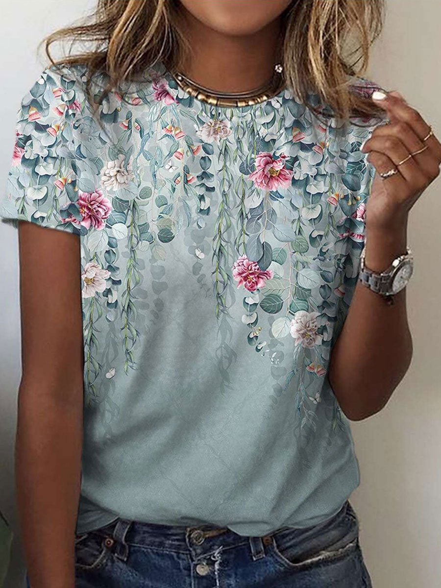 Casual Printed Short-sleeved T-shirt Trend Women's Printed Wear