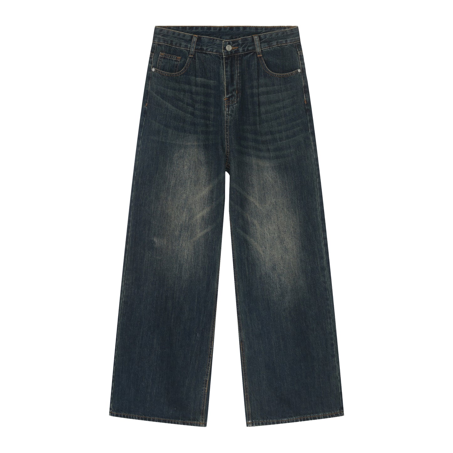 Personality Denim Men's Straight Washed I Loose Wide-leg Pants