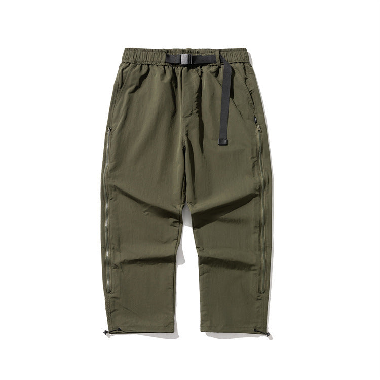 Tapered Casual Pants Men's Zipper Printing Loose