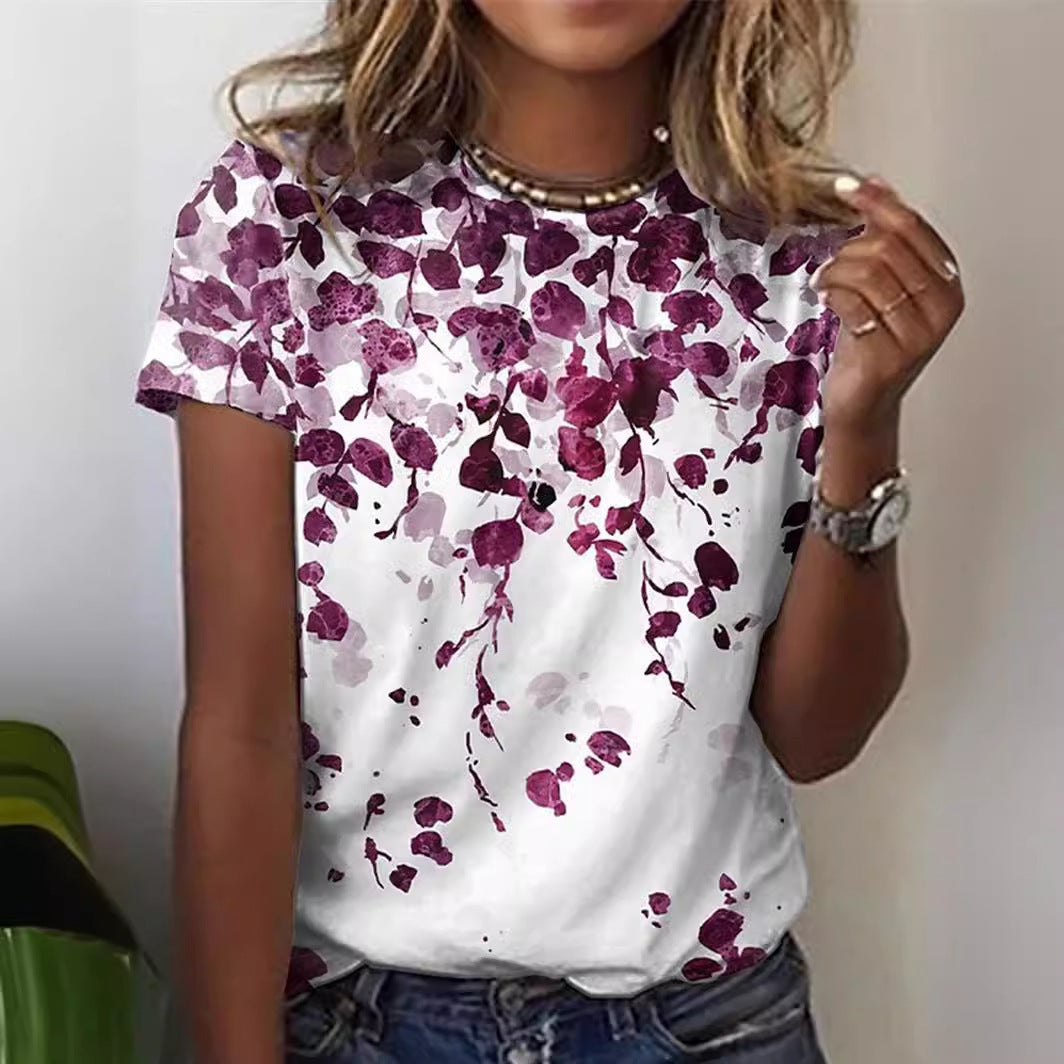 Casual Printed Short-sleeved T-shirt Trend Women's Printed Wear