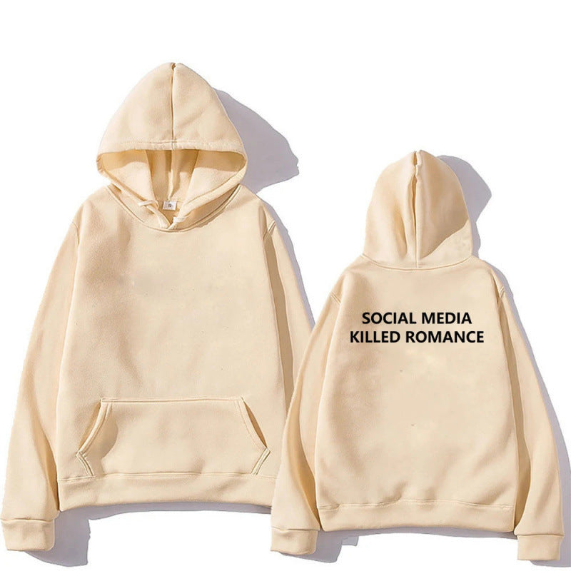 Spring Letter Pattern Printed Hoodie Long Sleeve Casual Coat Top