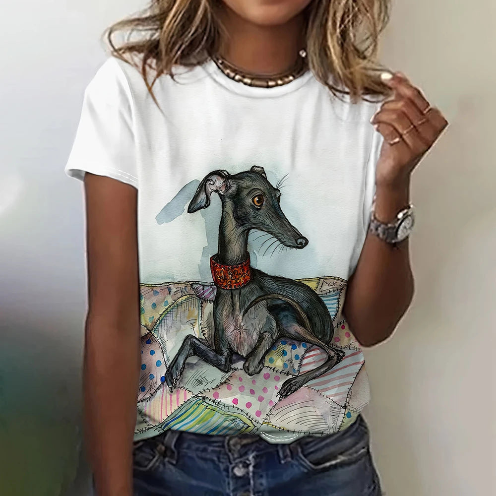 Fun Animal Pattern Women's T-shirt Casual Short Sleeve