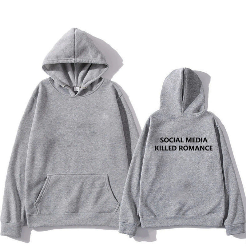 Spring Letter Pattern Printed Hoodie Long Sleeve Casual Coat Top