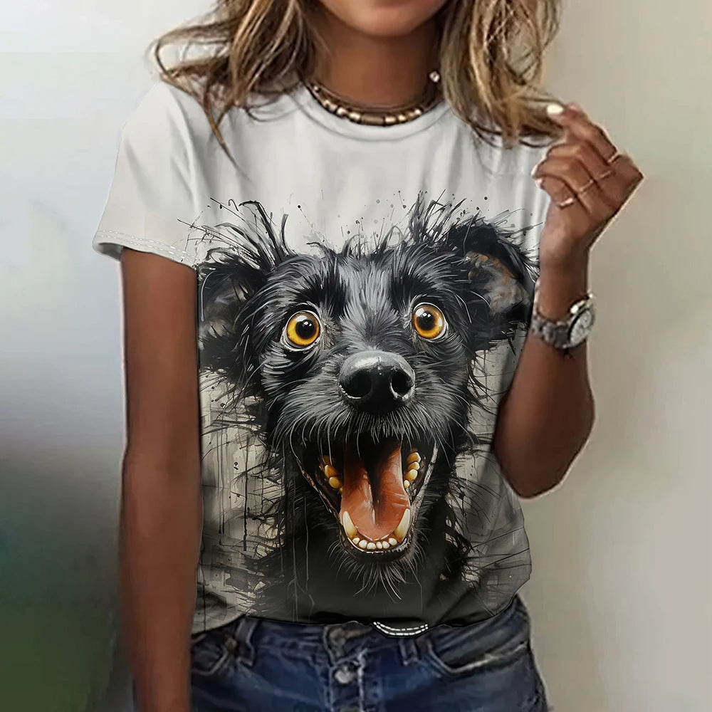 Fun Animal Pattern Women's T-shirt Casual Short Sleeve