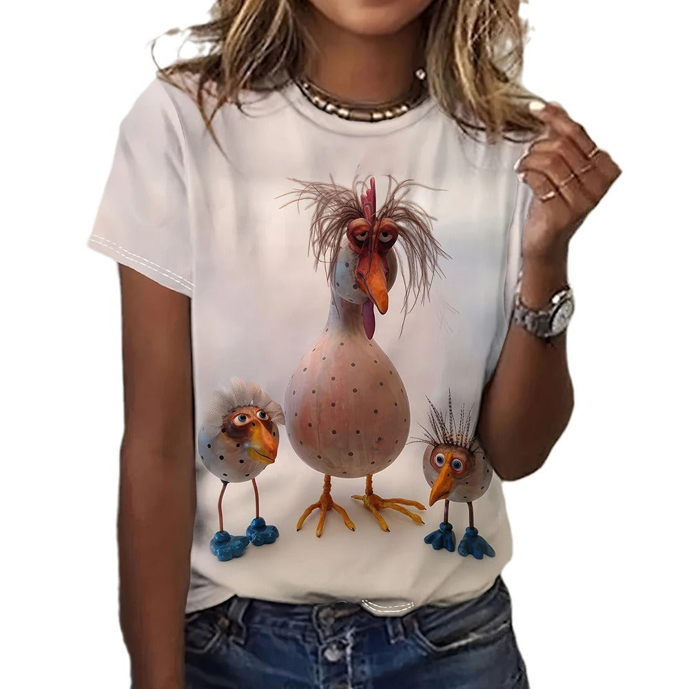 Fun Animal Pattern Women's T-shirt Casual Short Sleeve