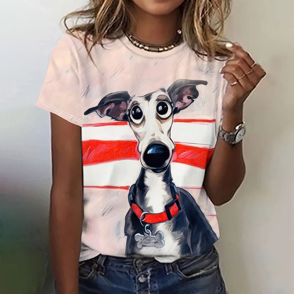 Fun Animal Pattern Women's T-shirt Casual Short Sleeve