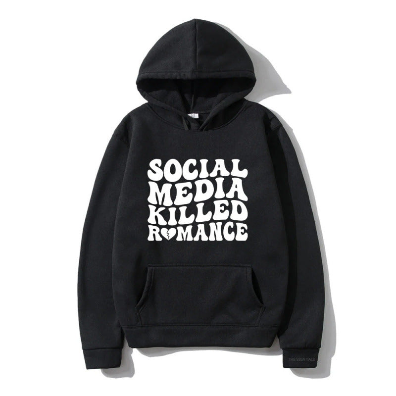 Spring Letter Pattern Printed Hoodie Long Sleeve Casual Coat Top