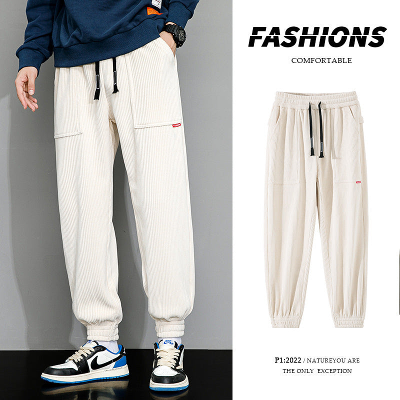 Men's Plus-sized Loose Wide Leg Corduroy Sports Casual Pants