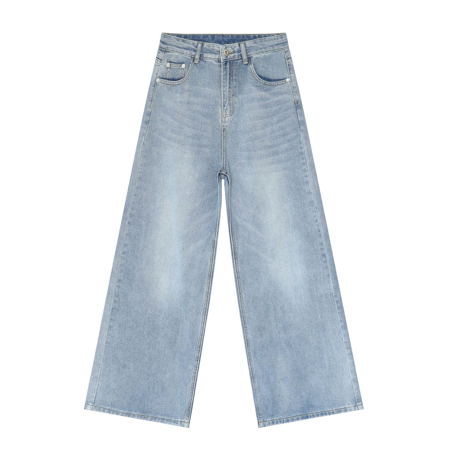 Men's Pu Shuai Korean Version Loose Washed-out Straight Wide Leg Mop Pants