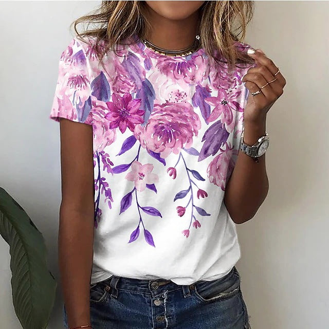 Casual Printed Short-sleeved T-shirt Trend Women's Printed Wear