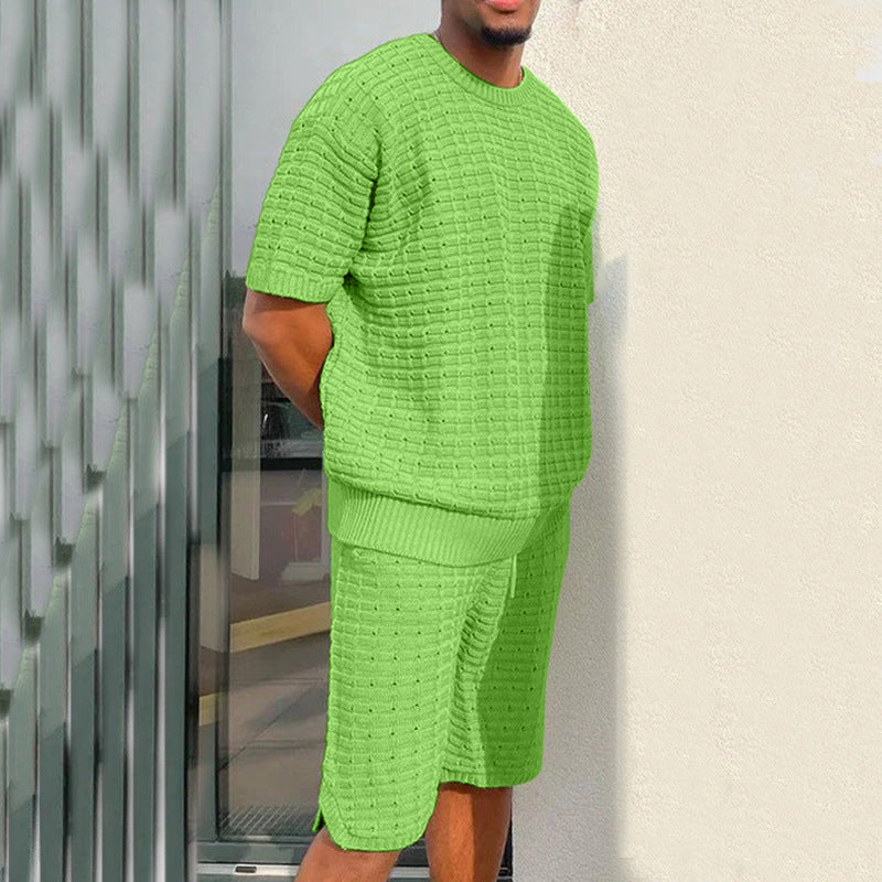 Men's Fashion Casual Exercise Loose Short Sleeve Shirt Shorts Suit