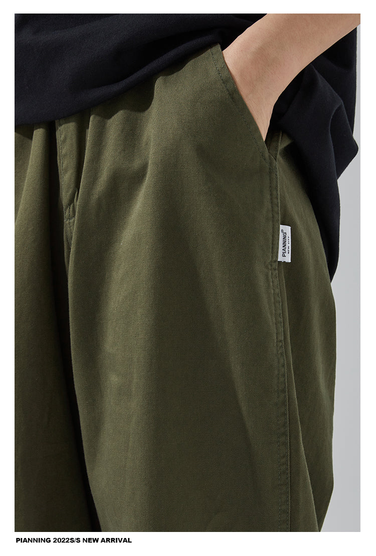 Men's Built-in Belt Simple Solid Color Straight Leg Pants