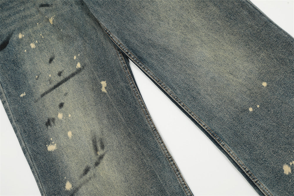 Tie-dyed Splash-ink Straight Jeans Men's High Street