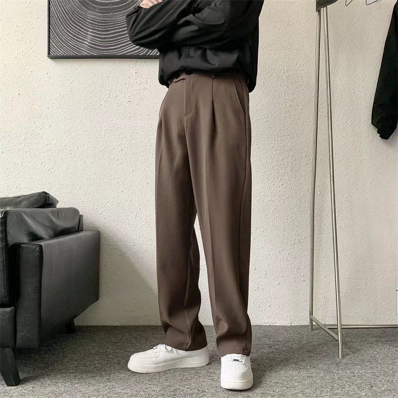 Men's Trendy Loose Straight Long Pants Hong Kong Style All-matching Draping Wide Leg Leisure Suit Pants