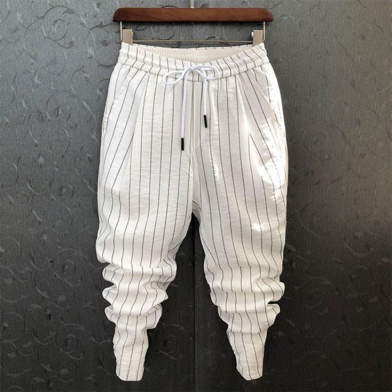 Men's Casual Pants Striped Stretch Slim Fit