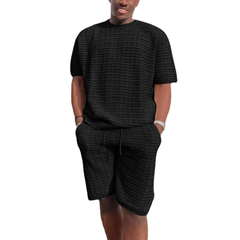 Men's Fashion Casual Exercise Loose Short Sleeve Shirt Shorts Suit