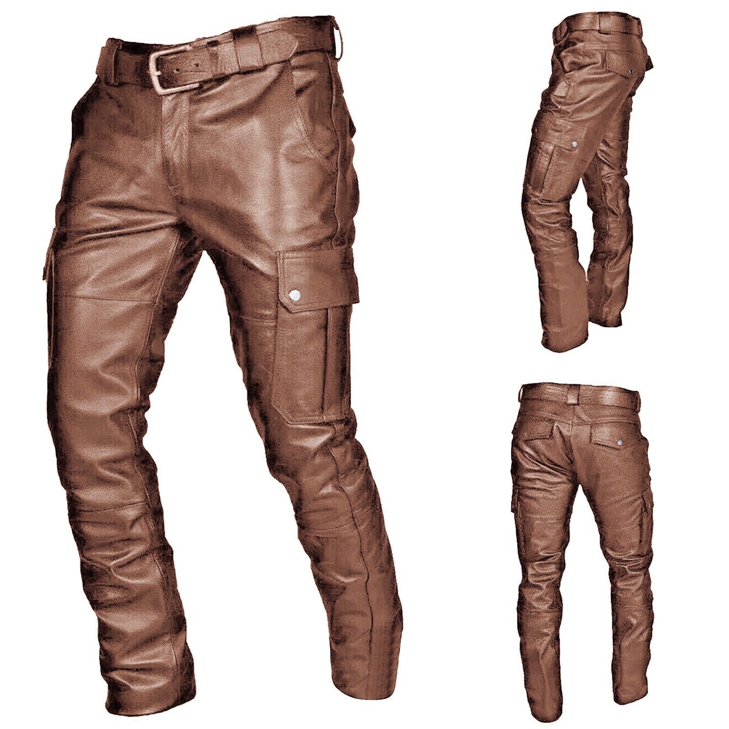 Men's Solid Color Casual Large Pocket Slim-fit Pants