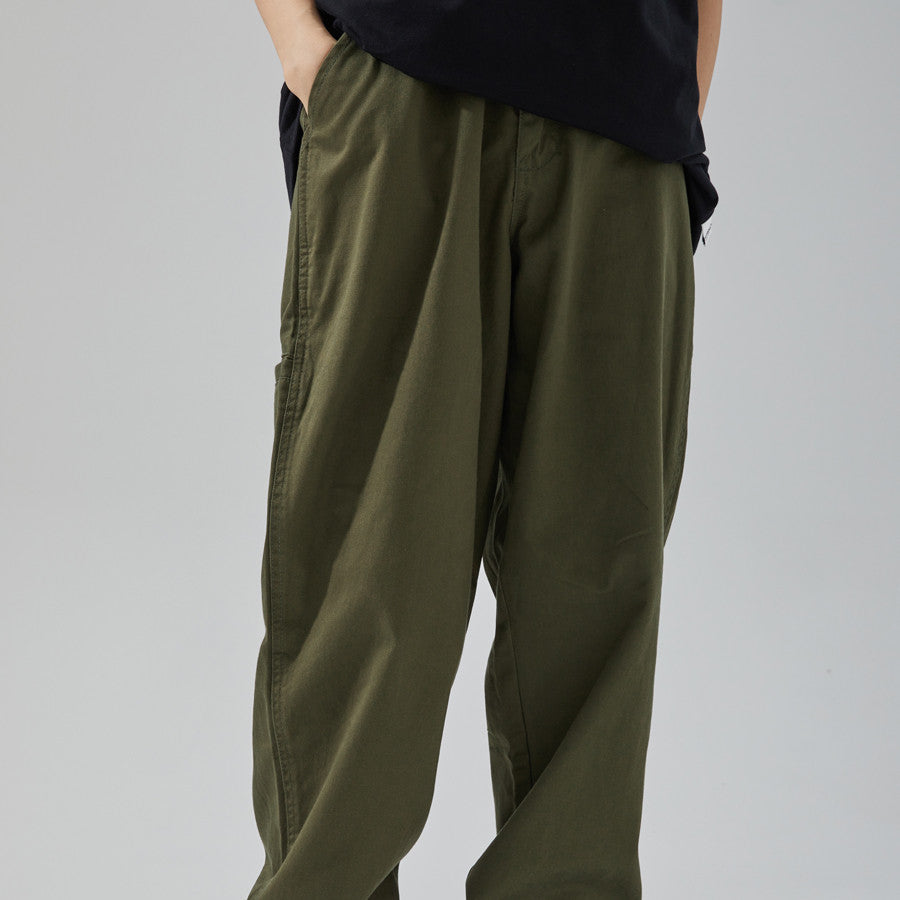Men's Built-in Belt Simple Solid Color Straight Leg Pants