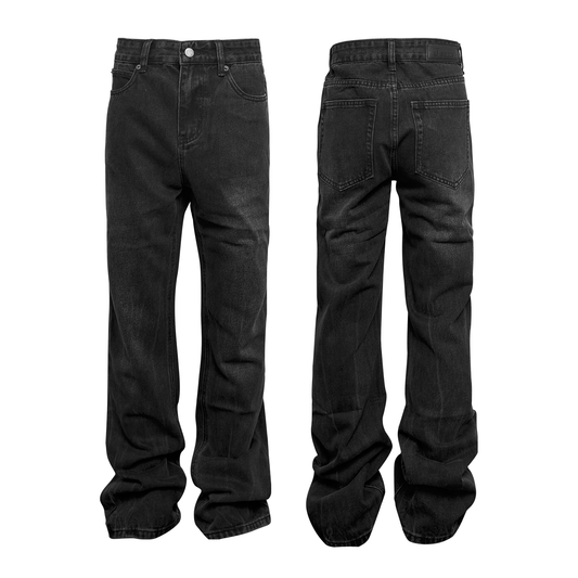 Washed Cracked Black Fit Denim Trousers