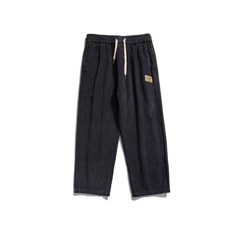 Men's Labelled Straight-leg Pants Trendy Corduroy Casual Sweatpants