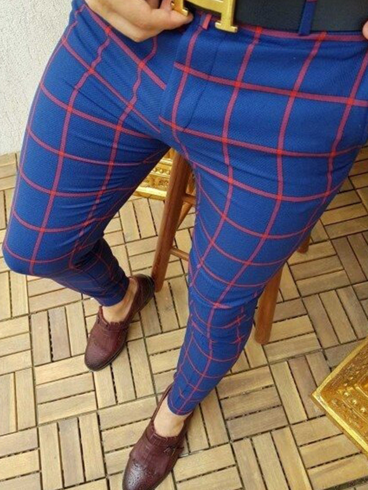 European And American New Plaid Print Men's Casual Trousers