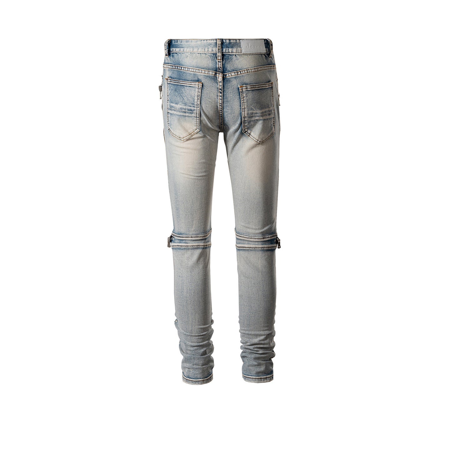 Men's New Arrivals Knee Zipper Leather Patch Trousers