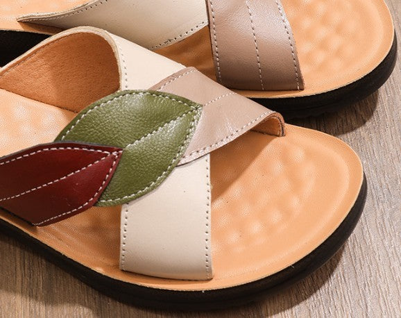 Women's Summer Wear Really Soft Leather Flat Bottom Comfortable Sandals