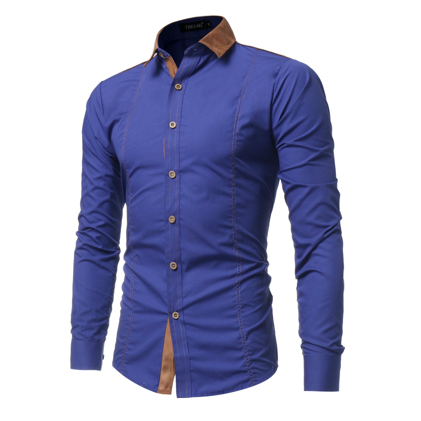 European And American Men's Long-sleeved Shirts Featuring Deerskin Collar Shirts