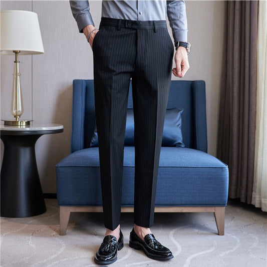 Casual Men's Letter Embroidery Simple Fashion Striped Pencil Suit Pants