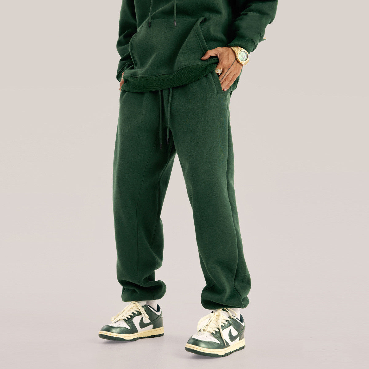 Men's Solid Color Casual Fleece Sweatpants American Fashion Brand