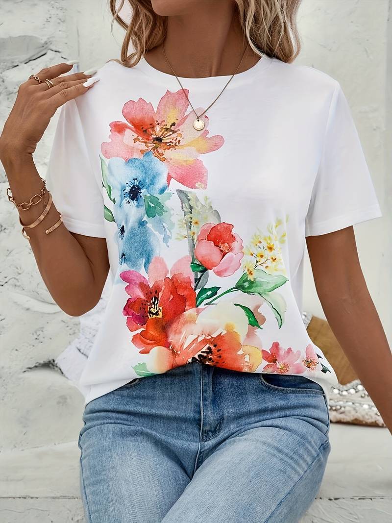 Casual Printed Short-sleeved T-shirt Trend Women's Printed Wear