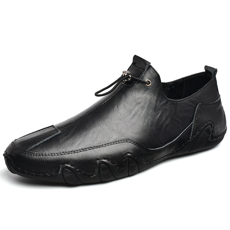 Spring New Men's Casual British Leather Shoes Plus Size