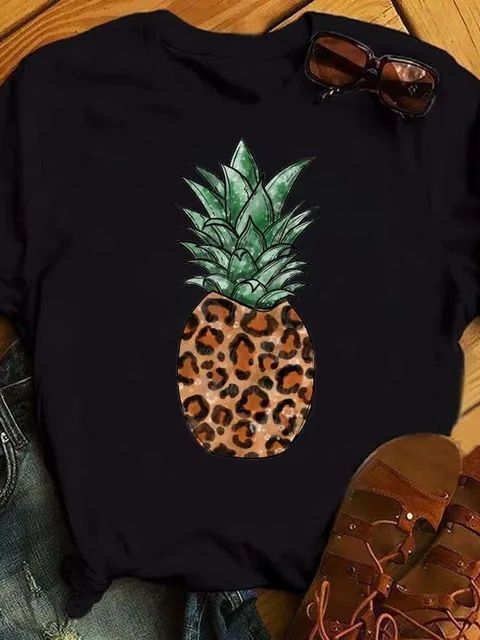 Female T-shirt Fashion Pineapple Print Top