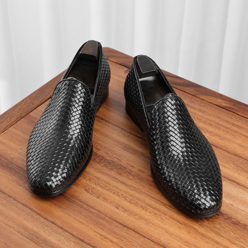 Cowhide Woven Men's Slip-on Business Men's Shoes