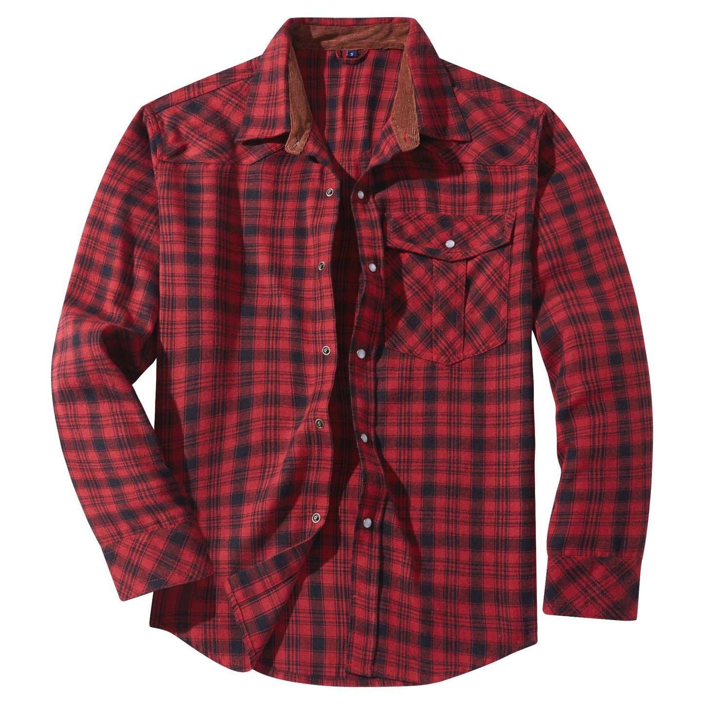 Flannel European And American Retro Pearl Buckle Western Style Long Sleeve Shirt