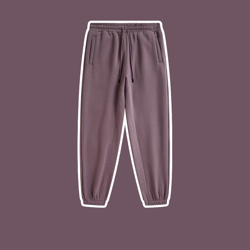 Men's Solid Color Casual Fleece Sweatpants American Fashion Brand