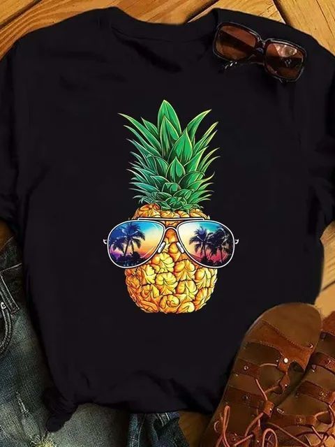 Female T-shirt Fashion Pineapple Print Top