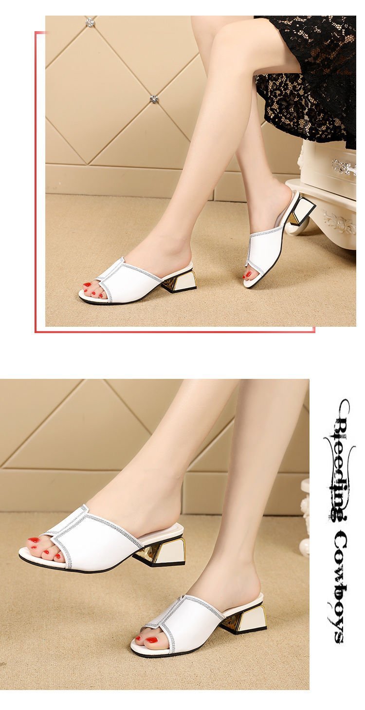 Two-layer Cowhide Sandals Women's Summer