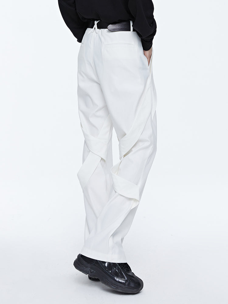 Draped Casual High Street Straight-leg Micro-flare Trousers