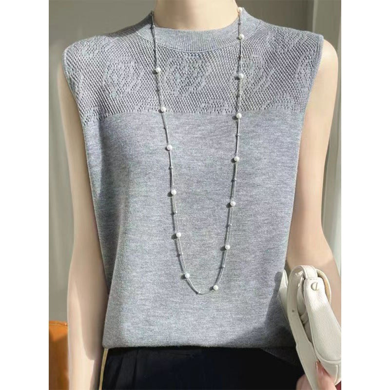 Women's Summer Round Neck Ice Silk Sweater Vest