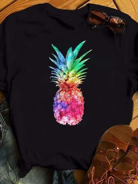 Female T-shirt Fashion Pineapple Print Top